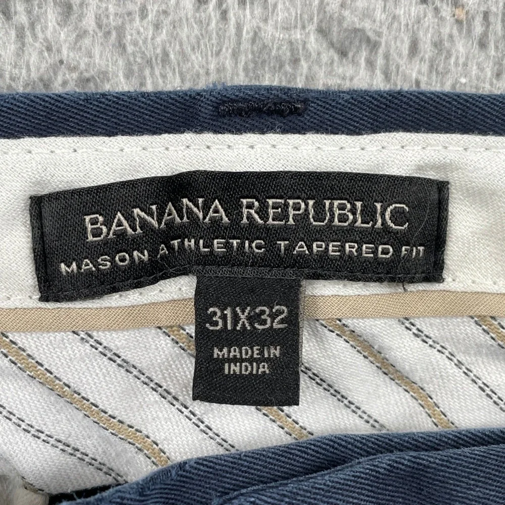 Banana Republic Chino Mens 31x32 Navy Blue Mason Athletic Tapered Rapid Movement